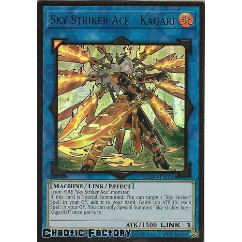 MAGO-EN038 Sky Striker Ace - Kagari Alternate Art Premium Gold Rare 1st Edition NM
