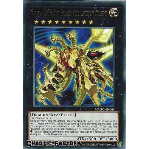 MAGO-EN063 Number C107: Neo Galaxy-Eyes Tachyon Dragon Rare 1st Edition NM