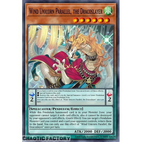 MAMO-EN125 Wind Unicorn Parallel, the Dracoslayer Secret Rare 1st Edition NM