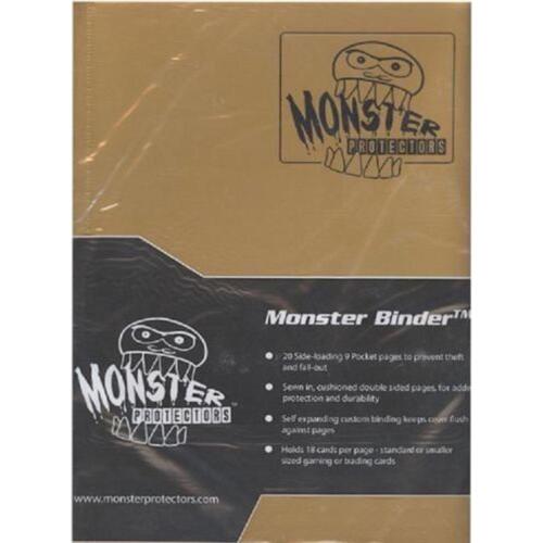 Monster Protector Monster Binder - 9 Pocket Matte Gold Album - Holds 160 Yugioh, Magic, and Pokemon Cards