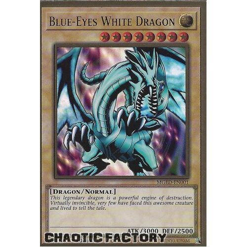 MGED-EN001 Blue-Eyes White Dragon LOB ART Premium Gold Rare 1st Edition NM