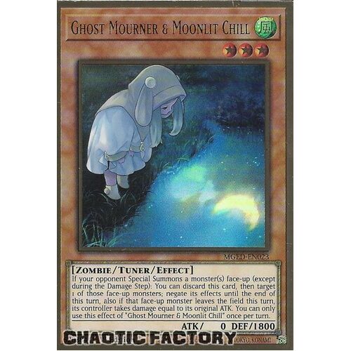 MGED-EN023 Ghost Mourner & Moonlit Chill (alternate art) Premium Gold Rare 1st Edition NM