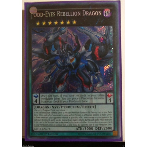 Odd-Eyes Rebellion Dragon Secret Rare MP16-EN078 NM/M 1st edition NM