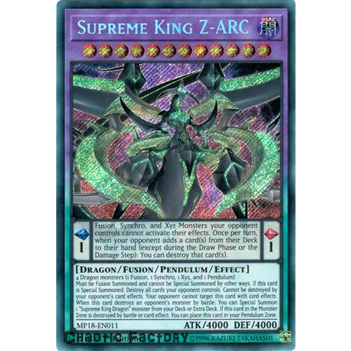 1x Supreme King Z-ARC MP18-EN011 Secret Rare 1st Edition YuGiOh NM/M 
