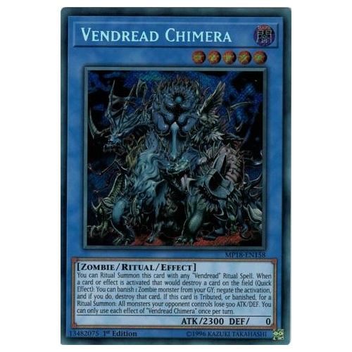 Yugioh MP18-EN158 Vendread Chimera Secret Rare 1st Edition NM