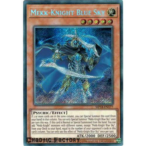 Yugioh MP18-EN177 Mekk-Knight Blue Sky Secret Rare 1st Edition NM
