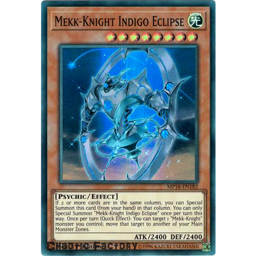 Yugioh MP18-EN182 Mekk-Knight Indigo Eclipse Super rare 1st Edition NM