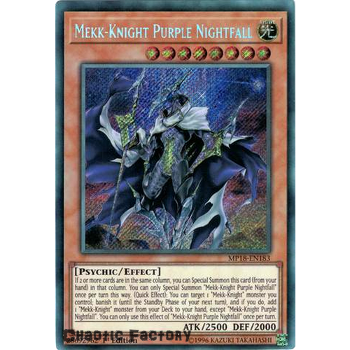 Yugioh MP18-EN183 Mekk-Knight Purple Nightfall Secret Rare 1st Edition NM