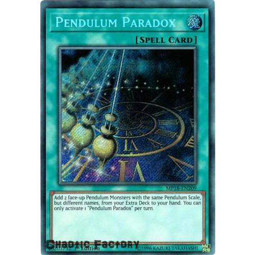 Yugioh MP18-EN209 Pendulum Paradox Secret Rare 1st Edition NM