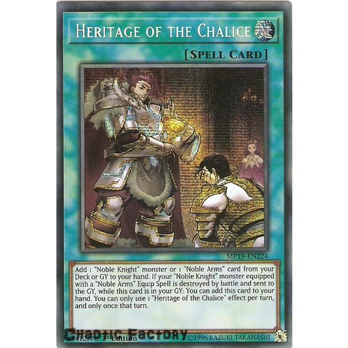Yugioh MP19-EN224 Heritage of the Chalice Prismatic Secret Rare  NM