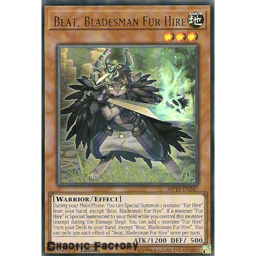 Yugioh MP19-EN247 Beat, Bladesman Fur Hire Ultra Rare  NM