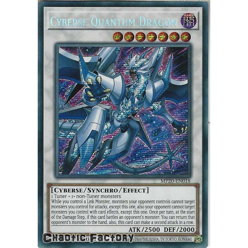 MP20-EN018 Cyberse Quantum Dragon Prismatic Secret Rare 1st Edition NM