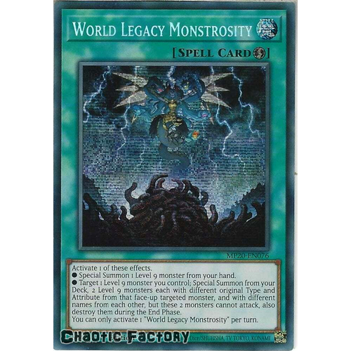 MP20-EN076 World Legacy Monstrosity Prismatic Secret Rare 1st Edition NM