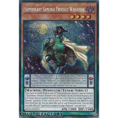 MP24-EN076 Superheavy Samurai Prodigy Wakaushi Prismatic Secret Rare 1st Edition NM
