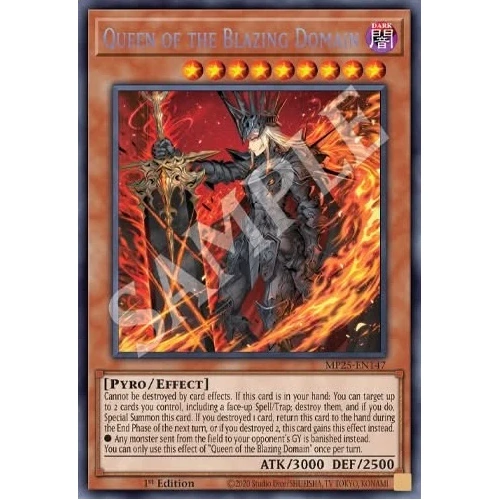 MP25-EN147 Queen of the Blazing Domain Prismatic Secret Rare 1st Edition NM