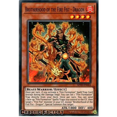 Yugioh MYFI-EN044 Brotherhood of the Fire Fist - Dragon Super Rare 1st Edition NM
