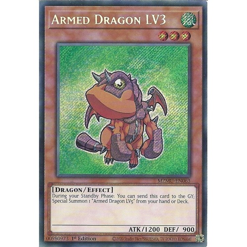 MZMU-EN063 Armed Dragon LV3 Secret Rare 1st Edition NM