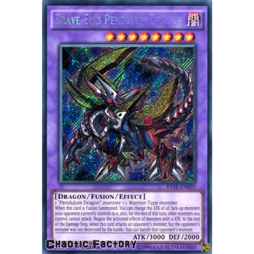 YUGIOH Brave-Eyes Pendulum Dragon RATE-EN039 Secret Rare 1st Edition NM