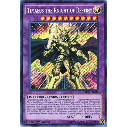 YUGIOH Timaeus the Knight of Destiny DRL2-EN001 Secret Rare Near Mint
