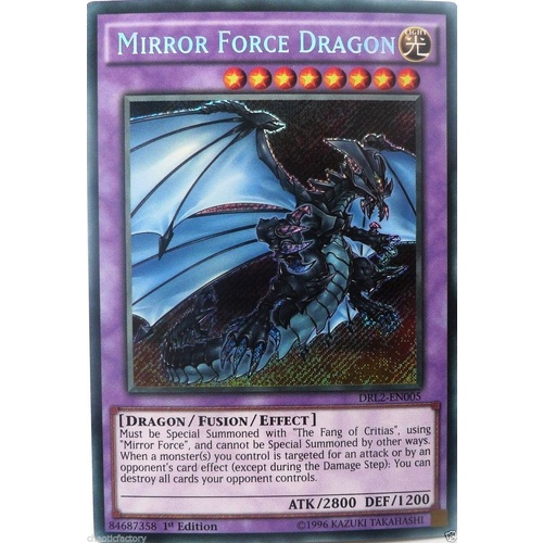 YUGIOH Mirror Force Dragon DRL2-EN005 Secret Rare Near Mint 1st Edition
