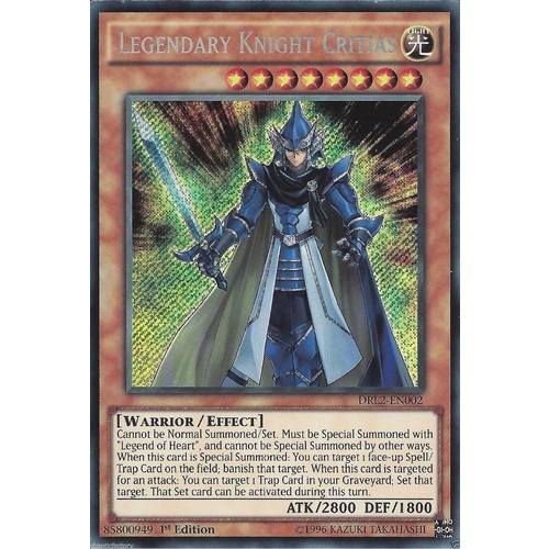 YUGIOH Legendary Knight Critias DRL2-EN002 Secret Rare Near Mint