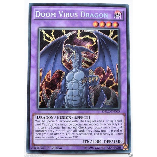 YUGIOH Doom Virus Dragon DRL2-EN003 Secret Rare Near Mint