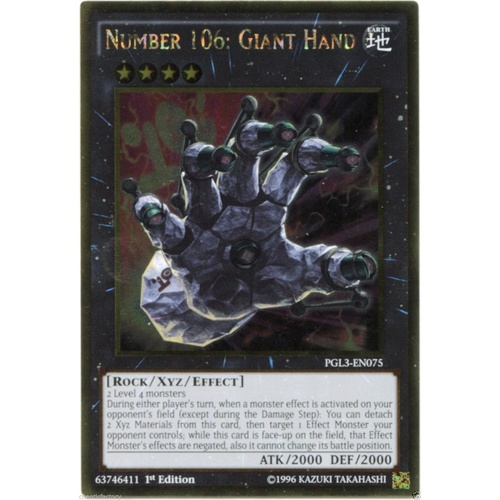 YUGIOH PGL3-EN075 Number 106: Giant Hand - Gold Secret rare