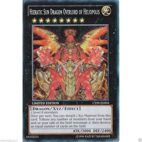 YUGIOH  Hieratic Sun Dragon Overlord Of Heliopolis Secret Rare CT09-EN004