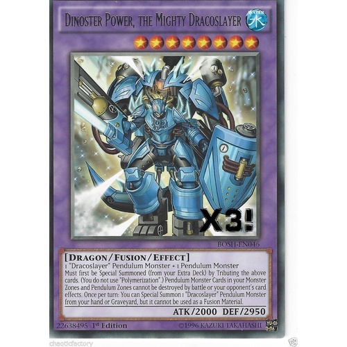 Yugioh Dinoster Power the Mighty Dracoslayer  BOSH-EN046 Rare 1st Edition