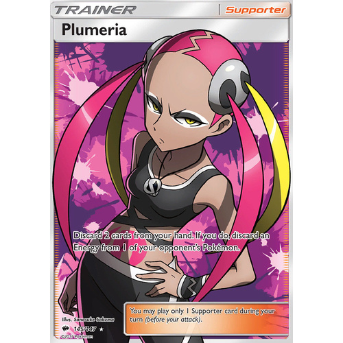 POKEMON TCG Plumeria - 145/147  Full Art Ultra Rare Sun & Moon Burning Shados NM