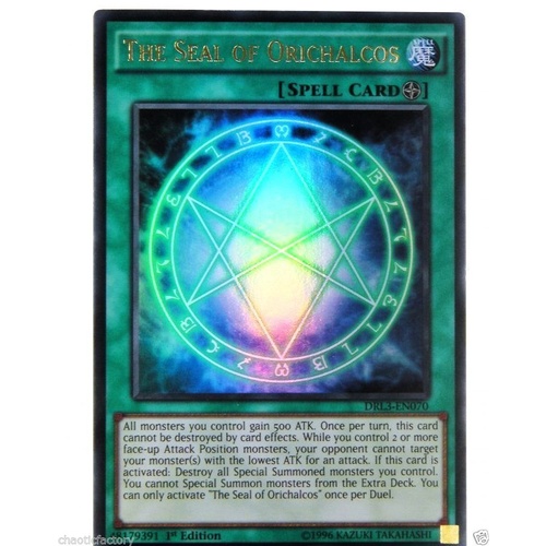 Yugioh DRL3-EN070 The Seal of Orichalcos Ultra rare 1st edition MINT!