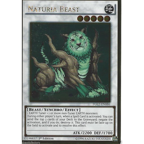 YUGIOH Naturia Beast Yugioh Card Gold Ultra Rare PGL2-EN086 NM
