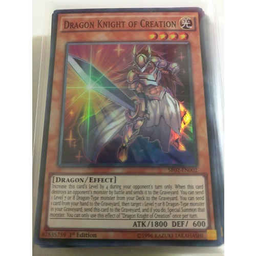YUgioh Dragon Knight of Creation Super Rare 1st Edition NM SR02-EN002