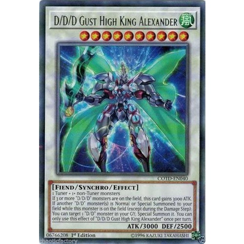 Yugioh COTD-EN040 D/D/D Gust High King Alexander Rare 1st Edition