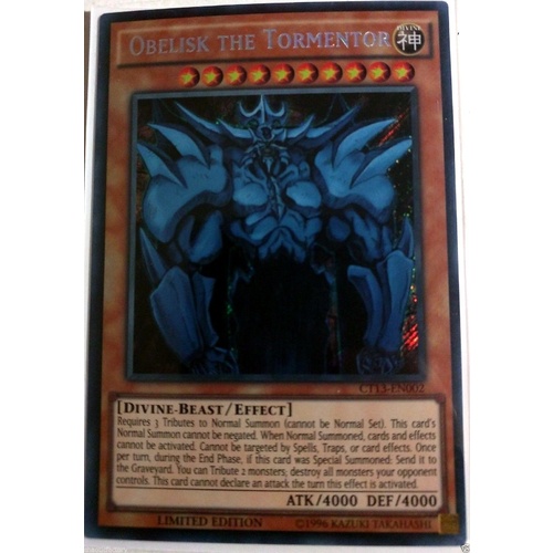 YUGIOH Obelisk the Tormentor CT13-EN002 SECRET RARE Egyptian God Card Limited NM