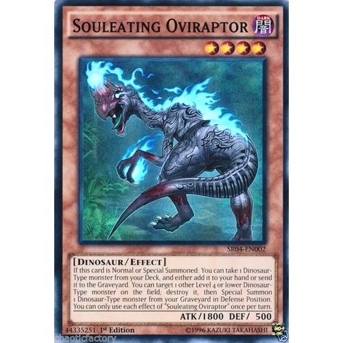 Yugioh Souleating Oviraptor Super Rare SR04-EN002  1st edition Mint