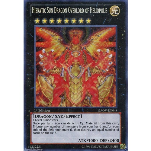Yugioh Hieratic Sun Dragon Overlord of Heliopolis - GAOV-EN048 Secret 1st ED