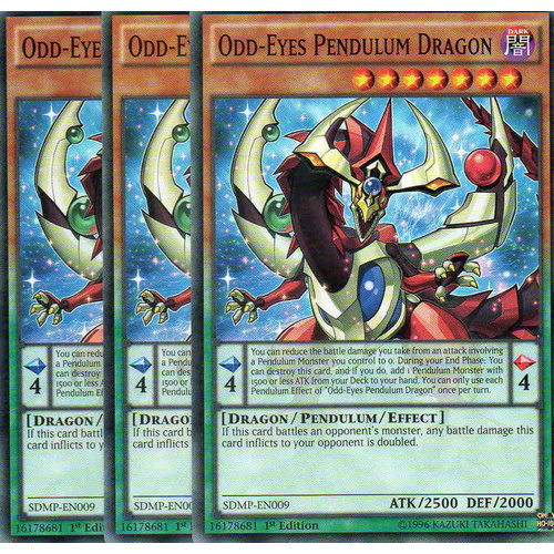 YU-GI-OH! Odd-Eyes Pendulum Dragon - SDMP-EN009 - Common - 1st Edition x 3