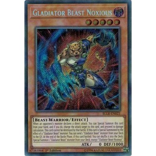 YUGIOH Gladiator Beast Noxious Secret Rare BLLR-EN021