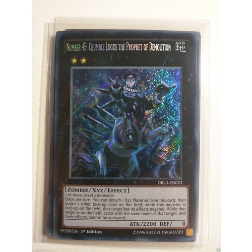 Yugioh DRL3-EN023 Number 45 Crumble Logos the Prophet of Demolition SCR 1st ed