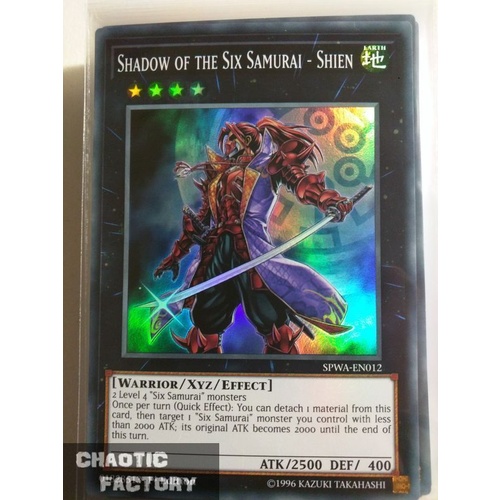Yugioh SPWA-EN012 Shadow of the Six Samurai - Shien Super Rare 1st Edition x3