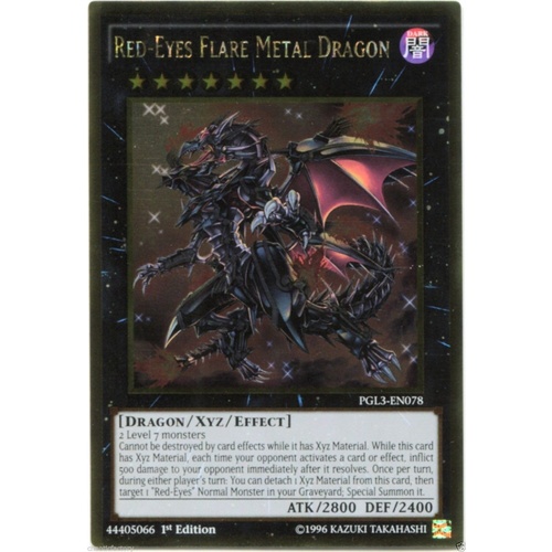 YUGIOH Red-Eyes Flare Metal Dragon - PGL3-EN078 - Gold Rare 1st Edition