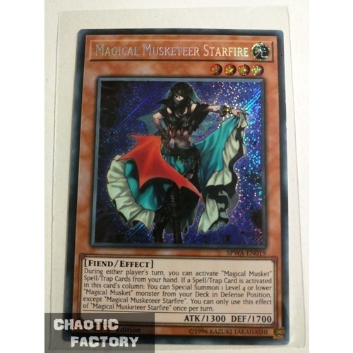 Yugioh SPWA-EN019 Magical Musketeer Starfire Secret Rare 1st Edition