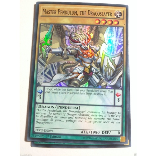 YUGIOH PEVO-EN059 Master Pendulum, the Dracoslayer Super Rare 1st Edition  x 3