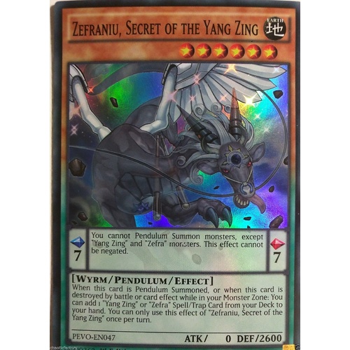 YUGIOH PEVO-EN047 Zefraniu, Secret of the Yang Zing Super Rare1st Edition MINT