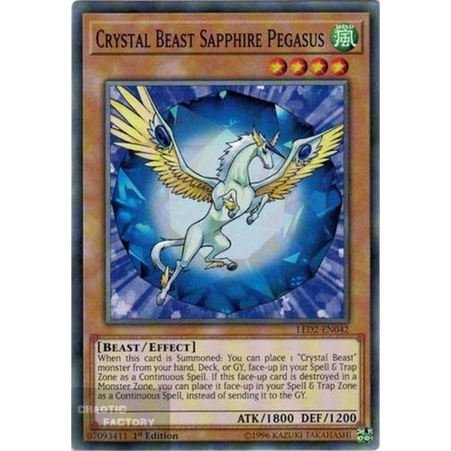 Yugioh LED2-EN042 Crystal Beast Sapphire Pegasus Common 1st Edition NM