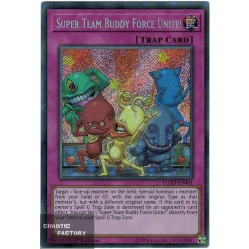 Yugioh FLOD-EN081 Super Team Buddy Force Secret Rare 1st Edition