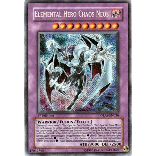 Yugioh GLAS-EN036 Elemental Hero Chaos Neos Secret Rare 1st Edition Near Mint