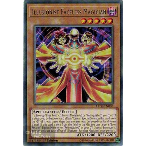 Yugioh LED2-EN002 Illusionist Faceless Magician Rare 1st Edition