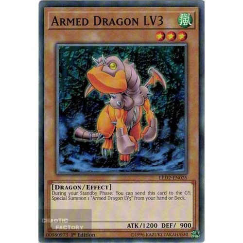 Yugioh LED2-EN025 Armed Dragon LV3 Common 1st Edition x3